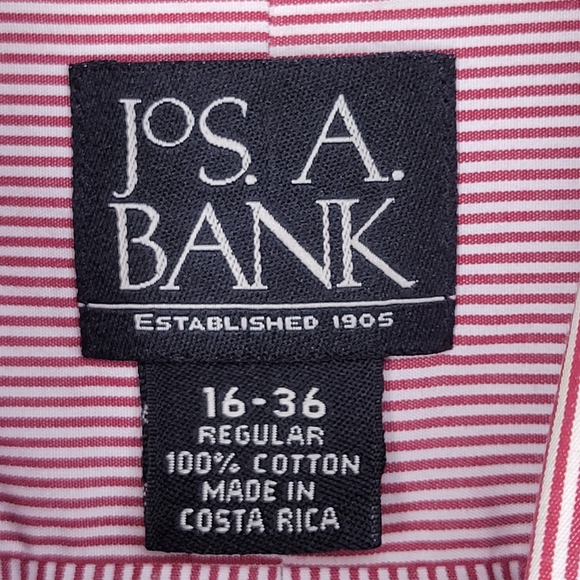 Jos. A. Bank 100% Cotton Red and White Striped Button Front, Size 16-36 - Picture 2 of 6